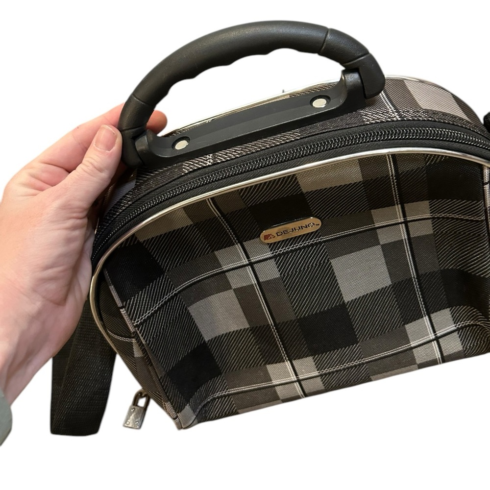 Dejuno Black and Gray Plaid travel toiletries/cosmetics/makeup bag - Picture 6 of 8